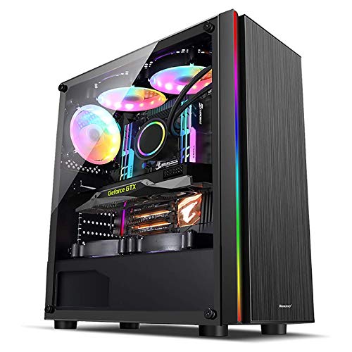 LyxosVee PCゲーム 、ATX ミッドタワーゲーム 、パノラマの大型サイドビュー、I / OパネルUSB3.0 / USB2.0 /オーディオポート、RGBライトバーが装備されている、サポート水冷 (Color : Black)