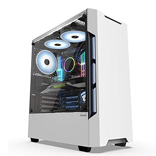 ZXFF コンピュータ 、ミッドタワーATX/M-ATX/M-ITX PCゲームキャビネット、USB3.0 / USB 2.0、強化ガラスサイドパネルケーブル管理システムホワイト (Color : White)