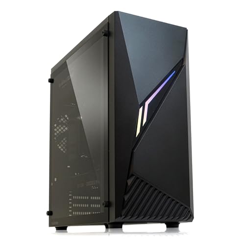 ZALMAN Raven ATX ミッドタワー ゲーミング - RGB照明ストリップ、コントロールボタン付き、フル強化ガラス製サイドパネル、120mmファン1台、USB 3.0、デスクトップ