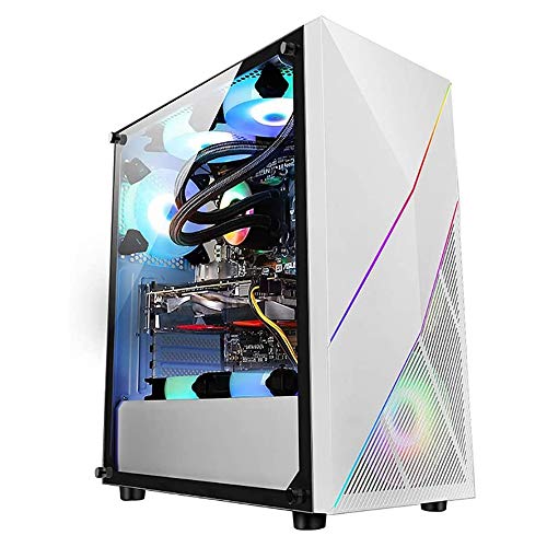 ZXFF ゲーム 、ミッドタワーATX/M-ATX/ITX PCゲームコンピュータ 、焼戻しガラスサイドパネル、サポート水冷、USB 3.0,2 USB 2.0オーディオポート (Color : White)