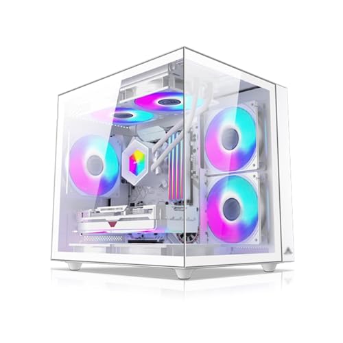 ARrase ゲーミング 、M-ATXミッドタワー 、ファン7基搭載、水冷・空冷対応、両面強化ガラス (Color : Black)