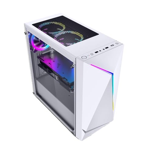 XLTFUC ミッドタワーコンピュータ ATX、M-ATX、ITX、ミッドタワーゲーミング 強化ガラスサイドパネル、最大160mmのラジエーターをサポート 水冷をサポート(White)