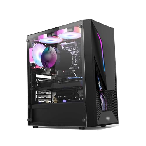ARrase コンピュータ 、ゲーミングミッドタワー 、6x120mmファン搭載、グレーアクリルサイドパネル、ITX/M-ATX/ATX対応、水冷対応