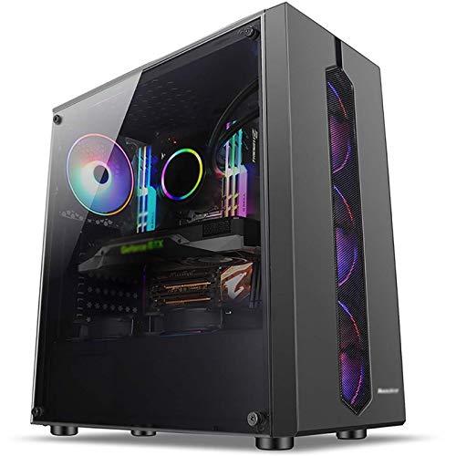 LyxosVee コンピュータ 、ミッドタワーATX/M-ATX/MINI-ITX PCゲームコンピュータ 、強化ガラス、I / OパネルUSB3.0 / USB2.0 /オーディオポート、サポート水冷