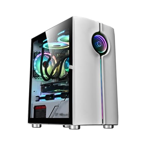 ARrase コンピュータゲーム 、M-ATX ITX ミッドタワー 、8 ファン搭載、水冷 、RGB ライトバー、ゲームやオフィスワークに最適 (Color : White)
