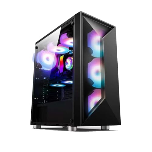 ARrase ミッドタワー 、黒の透明サイドパネル 、E-ATX/ATX/M-ATX/ITXをサポート、5ファン、水冷をサポート、家庭およびオフィスでの使用に最適