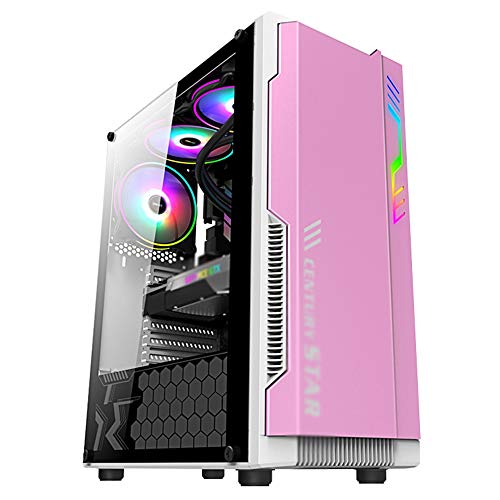 ZXFF ゲーム 、ミッドタワーATX/MICROATX/ITX-PCゲーム 、USB3.0 / USB 2.0×強化ガラスサイドパネル、デスクトップPCコンピュータに適したケーブル管理システム (Color : Pink)
