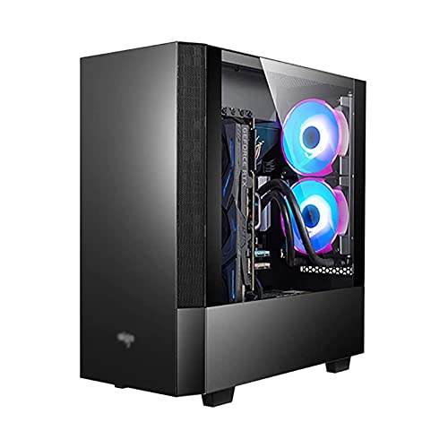 Wsikafxn ゲーム 、ミッドタワーATX/M-ATX/ITX-PCコンピュータ 、緩和ガラスサイドパネル、USB3.0 / USB 2.0、デスクトップPCコンピュータ用 (Color : Black)