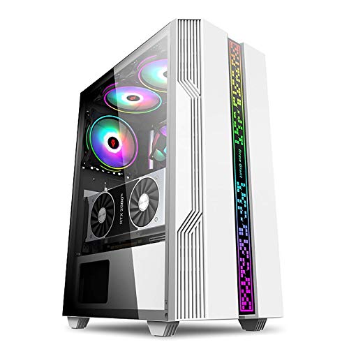 LyxosVee PCゲーム 、ミッドタワーATX、MICRE-ATX、ITX PCゲーム 、統合RGB照明、I / OパネルUSB3.0 / USB2.0 /オーディオポート、水冷ホワイト