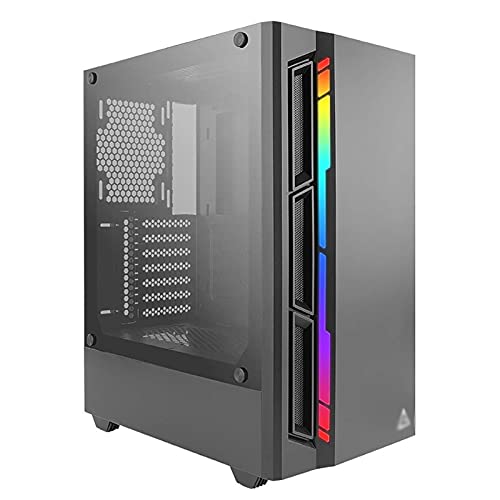 ZXFF 中央タワーコンピュータ 、ATX/M-ATX/ITX-PCゲームキャビネット、強化ガラスサイドパネル、USB3.0 / USB 2.0、照明ストリップが付属しており、水冷をサポート (Color : Black)