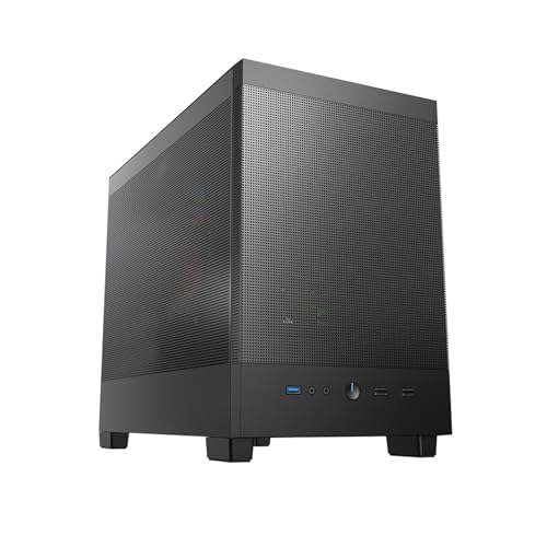 ARrase コンピュータ ゲーム フロント メッシュ パネル 、ミッドタワー M-ATX ITX 、事前に取り付けられた 6 つのファン、水冷をサポート (Color : Black)