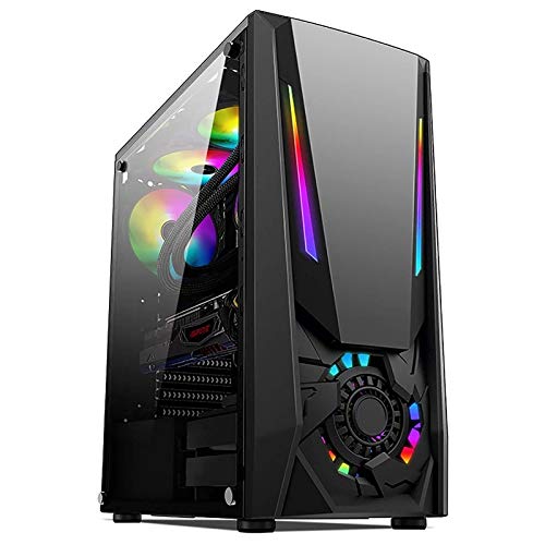 LyxosVee PCゲーミング 、ATX ミッドタワーゲーミング 、1アクリルガラスウィンドウ、I / OパネルUSB3.0 / USB2.0 /オーディオポート、パーソナライズパネル統合RGB照明 (Color : Black)