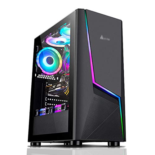 ZXFF コンピュータ 、ミッドタワーATXMICRO-ATXITX-PCゲーム 、USB3.0 / USB 2.0×強化ガラスサイドパネルファンおよび水冷ブラケット (Color : Black)