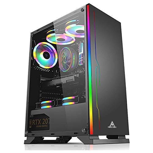 LyxosVee ATX ミッドタワーゲーム 、ATX、マイクロATX、ミニITX-PCゲーム 、トップUSB3.0 / USB2.0 /オーディオポート、パーソナライズパネル、RGBライトバー (Color : Black)