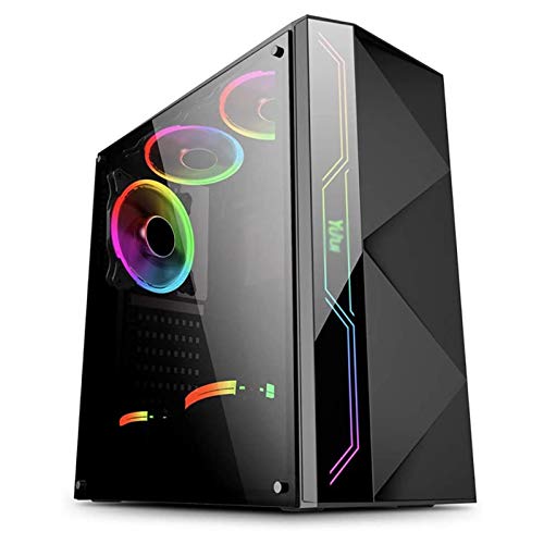 Wsikafxn ゲーム 、ミッドタワーATX/M-ATX/ITX PCゲームコンピュータ 、USB3.0 / USB 2.0、強化ガラスサイドパネル、サポート水冷 (Color : Black)