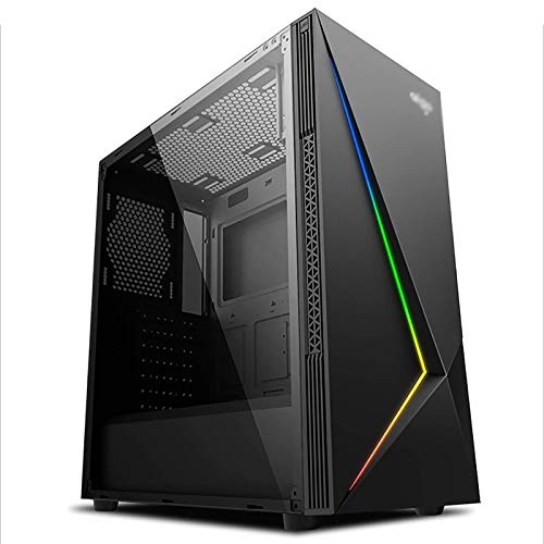LyxosVee ATX ミッドタワーゲーム 、ATX、マイクロATX-PCゲーム 、トップUSB3.0 / USB2.0 /オーディオポート、パーソナライズパネル、RGBライトバー、サポート水冷 (Color : Black)