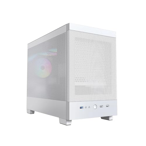ARrase コンピュータ ゲーム フロント メッシュ パネル 、ミッドタワー M-ATX ITX 、事前に取り付けられた 6 つのファン、水冷をサポート (Color : White)