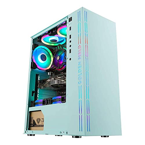ZXFF ゲーム 、ミッドタワーATX/M-ATX/ITX PCゲーム 、緩和ガラス、USB 3.0、デスクトップPC用 (Color : Blue)