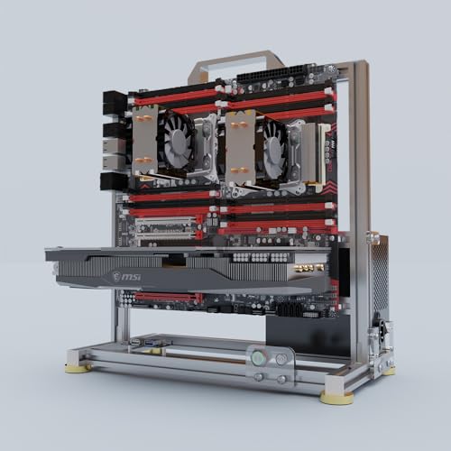 DALAIBUKESI DIYオープンフレームPCシャーシ、アルミニウムコンピュータ 、デュアルCPUサーバー/EATXマザーボードをサポート、優れた冷却、Type-Cポート