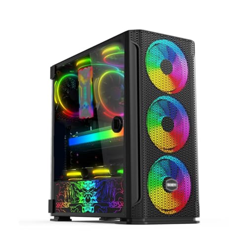 Wsikafxn ミッドタワー 、ITX/MICRO ATX/ATX/E-ATX をサポート、ファン 8 個、強化ガラスサイドパネル、USB3.0、空冷をサポート