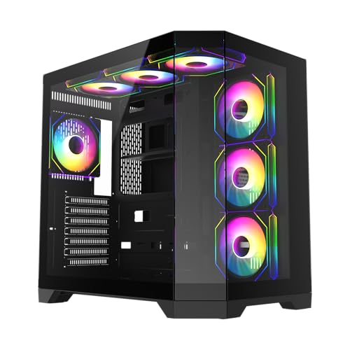 GAMEMAX ミッドタワー ゲーミング 強化ガラスサイドパネル搭載 ATX/M-ATX/ITX対応 7スロット拡張 最大400mm GPU対応 ARGBファン4基搭載 V5.0 PWM ARGBハブ＆リモコン付き (HYPE-A BK)