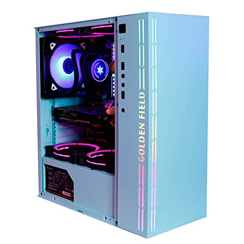 ZXFF コンピュータゲーム 、ミッドタワーATX/M-ATX PCゲーム 、デスクトップPCのためのRGBライトバー付きの緩和ガラスサイドパネル（カラー：ブルー）