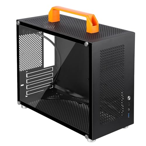 T.F.SKYWINDINTL mATX (Micro ATX、Mini ITX)ハンドル付きミニタワーゲーミング 、SFF小型コンピューターシャーシ、厚さ1.2mmのスチール素材。MicroATX(9.6インチ x 9.6インチ)およびMini ITX(6.7インチ x X2-B