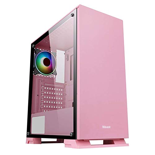 Wsikafxn ゲーム 、ミッドタワーATX/M-ATX/ITX-PCゲーム 、強化ガラスサイドパネル、USB3.0 / USB 2.0、サポート水冷 (Color : Pink)