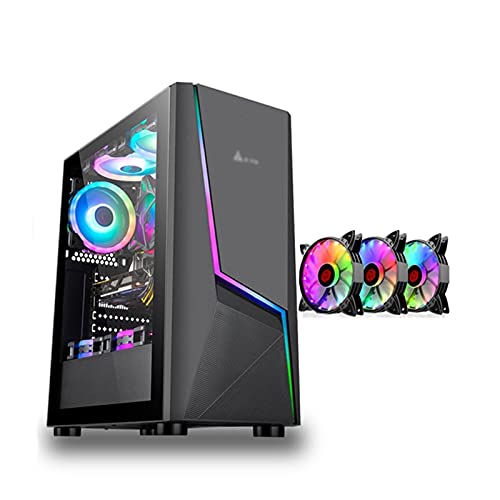 ZXFF コンピュータ 、ミッドタワーATX、マイクロATX、ITX-PCゲーム 、USB3.0 / USB 2.0×硬化ガラスサイドパネル、3ファン、サポート水冷 (Color : Black)