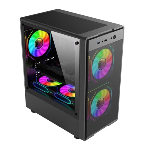 EMNXSDKT 互換性がありますパワートレインフライングMATXゲーミング と互換性があり、鉄メッシュエアフローデザインとU3インターフェイスを備えたサイド強化ガラスシャーシ(Black)
