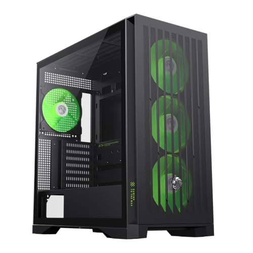 GAMEMAX ミッドタワー ゲーミング 強化ガラスサイドパネル搭載 （E-ATX〜ITX）対応 7スロット拡張 最大425mm GPU対応 ARGB PWMファン4基搭載 V5.0 PWM ARGBハブ＆リモコン付き (Leader 2 BK)