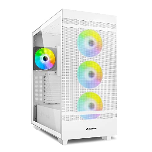 Sharkoon ミドルタワー REBEL C50 RGB ホワイト 120mm ARGBファン4基搭載 サイドガラスパネル ATX/Micro ATX/Mini-ITX規格対応 360mmラジエーター搭載可能 日本 REBEL C50 RGB WT