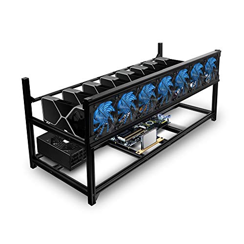 Kingwin マイナーリグ アルミニウム W/6または8 GPU マイニング 積み重ね可能なフレーム エキスパート暗号マイニングラック イーサリアムクラシック、フラックス、エルゴ、ネオクサ、レイブンコイン用 - GPUエアフロー暗号通貨を改善 テストベン