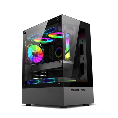 EMNXSDKT 互換性がありますパワートレイン Illusionary Realm ゲーミング 、M-ATX ITX サイド透明シービュー シャーシと互換性があり、240mm 水冷をサポート(Black)