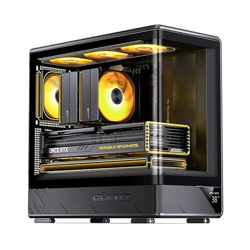 JONSBO D200 曲面曲げガラス サーフェス側透 MATXゲームシャーシ (ブラック)