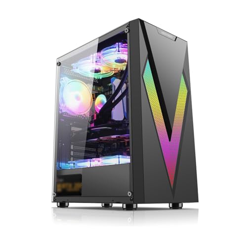 ARrase ミッドタワー 、強化ガラスサイドパネル 、EATX/ATX/Micro ATX/Mini ITXをサポート、8ファン、簡単なケーブル管理、USB3.0 (Color : Black)