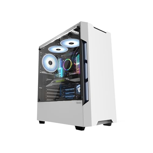ARrase コンピュータ 、ATX.Micro-ATX.mini-ITXをサポート、ミッドタワーPCデスクトップ 、ファン8個、強化ガラスサイドパネル、ゲームやオフィスに最適 (Color : White)