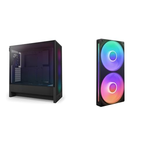 NZXT 【セット買い】NZXT H5 Flow RGB v2 Black 360mm RGBシングルフレームファン搭載 ミドルタワー ATX ブラック CC-H52FB-R1 CS9084 + F240 RGB Core Black 2ファン搭載