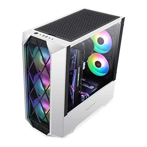 LyxosVee PCゲーミング 、ホワイトミッドタワーATX/M-ATX/ITX 、I / OパネルUSB3.0 / USB2.0 /オーディオポート、垂直インストール、サイレント、防塵
