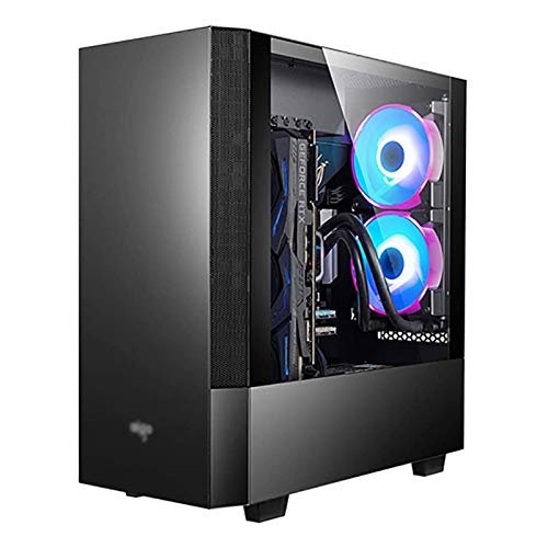 Wsikafxn ゲーム 、ミッドタワーATX/M-ATX/ITX PCゲームコンピュータ 、USB3.0 / USB 2.0、デスクトップPC用の緩和ガラスサイドパネル (Color : Black)