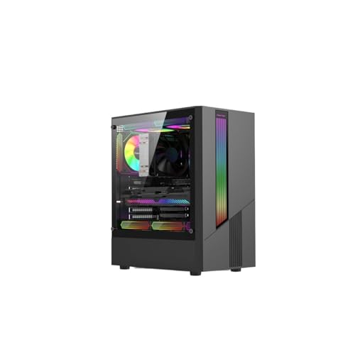 EMNXSDKT 互換性がありますパワートレイン ES500 ゲーミング と互換性があり、RGB ライトストリップ付きサイド透明パネル、ATX M-ATX ITX マザーボードをサポート(Black)