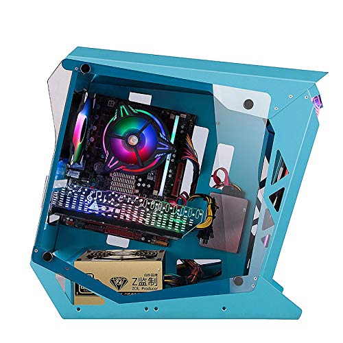 LyxosVee コンピュータ 、ミッドタワーマイクロATX/ATX-PCゲームコンソール 、強化ガラス側窓 - スチール構造、USB3.0 / USB2.0 /オーディオポート、サポート水冷 (Color : Blue)