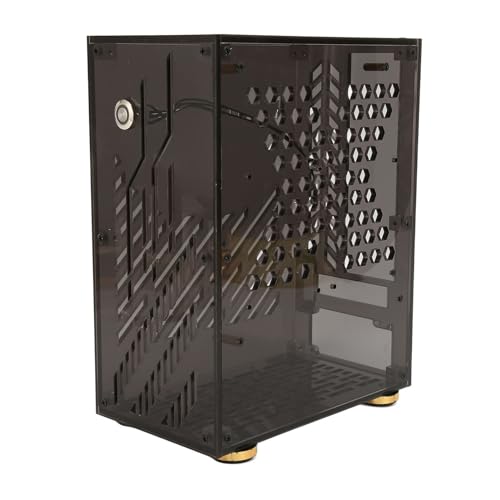 Vikye ミニITX 、クリアアクリルパネル付き 、360度冷却、Flex 1U Power 170x170mmマザーボード用クッションフットパッド、2.5インチSSD、4.3L(ブラック) Vikyekqgcx4etf7-12