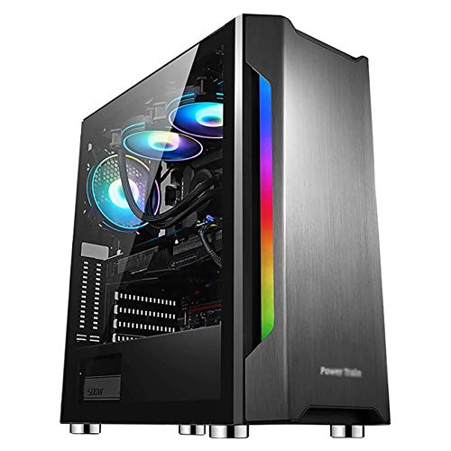 LyxosVee ゲーム 、ピンクミッドタワーE-ATX/ATX/M-ATX/ITX-PCゲーム 、強化ガラスサイドパネル、USB3.0 / USB2.0 /オーディオポート、RGBライトバー (Color : Black)