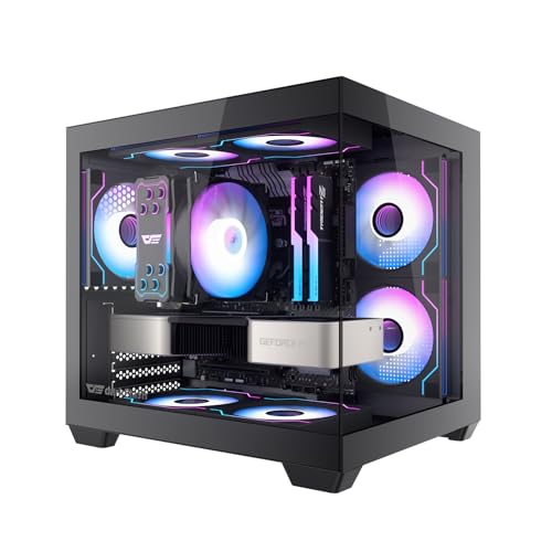 darkFlash Mini-ITX 、3つのPWM ARGBファン 、フルビューデュアル強化ガラスITX 、ミニサイズ、240mm AIO対応、ブラック(DB330M) C275P