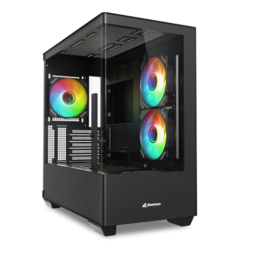 Sharkoon ELITE SHARK CM100 BK Micro ATX（BTF）規格マザーボード対応 120mm ARGBファン4基/5ポートRGBコントローラー標準搭載 日本