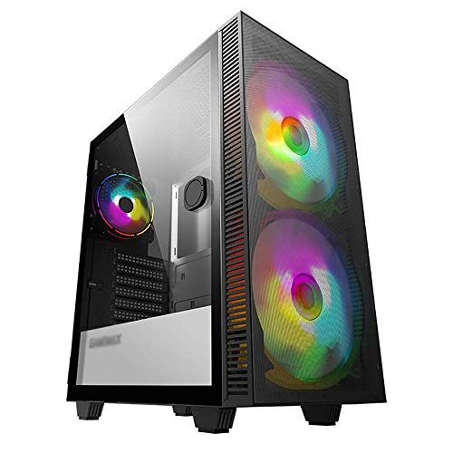 LyxosVee ゲーム 、ミッドタワーATX/M-ATX/ITX-PCゲーム機 、強化ガラスサイドパネル、USB3.0 / USB2.0 /オーディオポート、サポート水冷 (Color : Black)