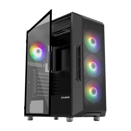 ZALMAN i3 NEO ATX ミッドタワー 、高性能エアフローのための固定RGBファン4個。スイングドア強化ガラスサイドパネル、360mmラジエーターをサポート、ブラック