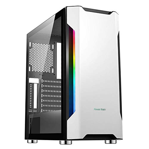 LyxosVee ATX ミッドタワーゲーミング 、ATX、マイクロATX、ミニITX、E-ATX-PCゲーム 、USB3.0 / USB2.0 /オーディオポート、1.2mmアルミニウムパネル、RGBライトバー (Color : White)