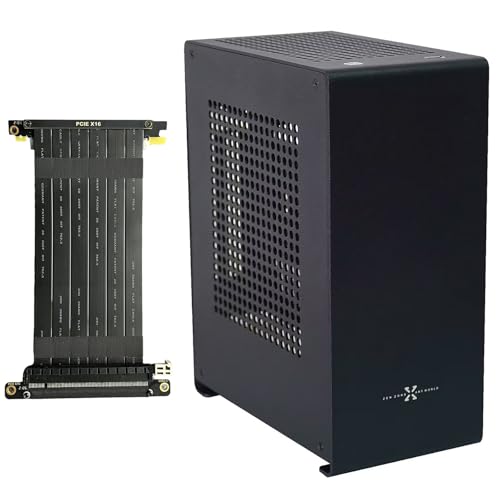 ZZEW A1P Mini-ITX 、Micro ITX 、ブラックカラーのミニ 、フルアルミニウム小型ゲーム 、3.0デュアルリバースPCIライザーケーブル付き A1P Black